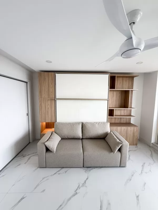 ROYAL Queen Wall Bed with Sectional Sofa, Wardrobes and Bookcases