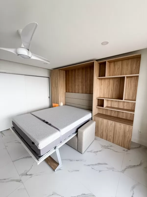 ROYAL Queen Wall Bed with Sectional Sofa Wardrobe and Bookcase Set 50