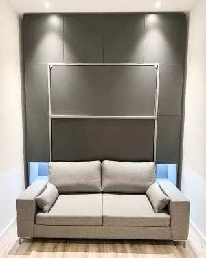 C - ROYAL Queen Wall Bed with Sectional Sofa, Wardrobes and Bookcases