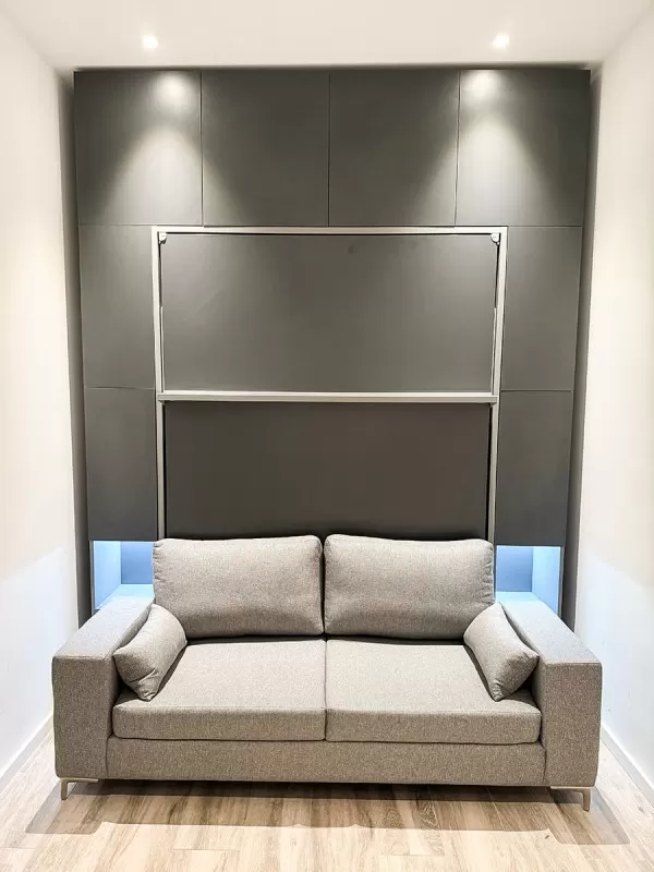 ROYAL Queen Wall Bed with Sectional Sofa, Wardrobes and Bookcases