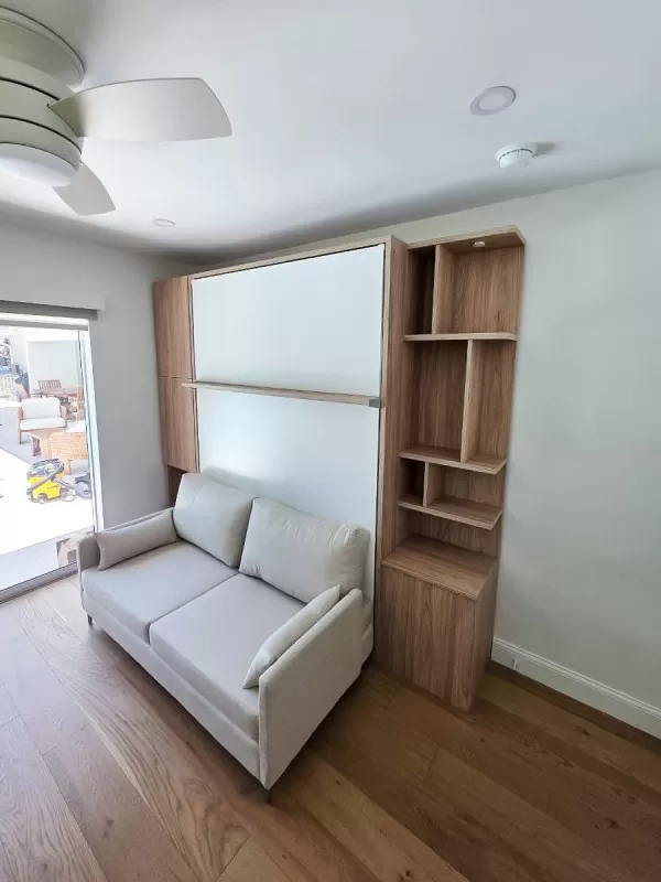 ROYAL Queen Wall Bed with Sectional Sofa Wardrobe and Bookcase