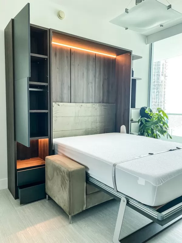 ROYAL Queen Wall Bed with Sectional Sofa Wardrobe and Bookcase Set 7