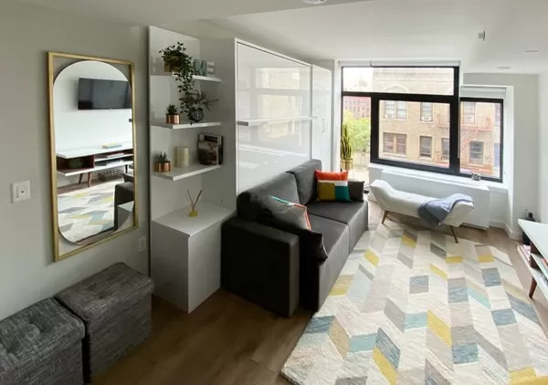 ROYAL Queen Wall Bed with Sectional Sofa and Bookcase Set 149