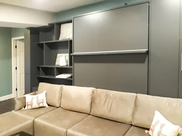 ROYAL Queen Wall Bed with Sectional Sofa and Bookcase Set 189