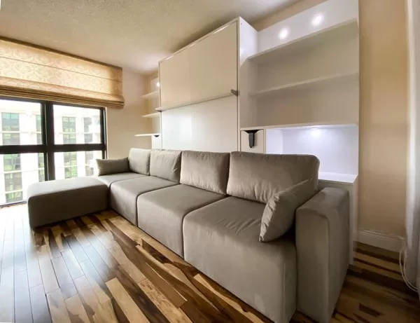 ROYAL Queen Wall Bed with Sectional Sofa and Bookcase Set 215