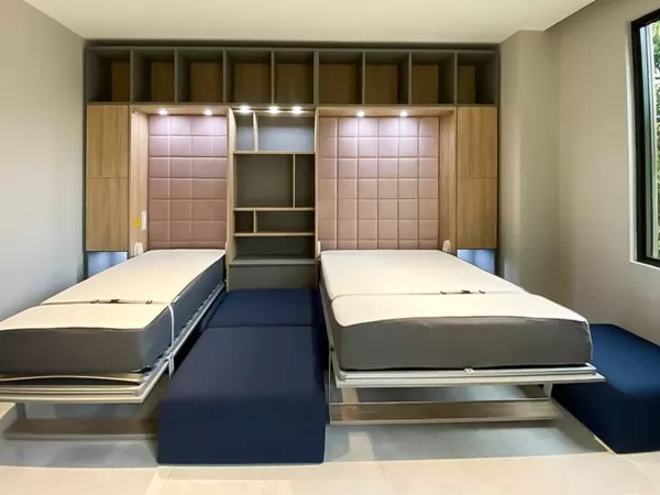 ROYAL Queen Wall Bed with Sectional Sofa and Bookcase Set 276