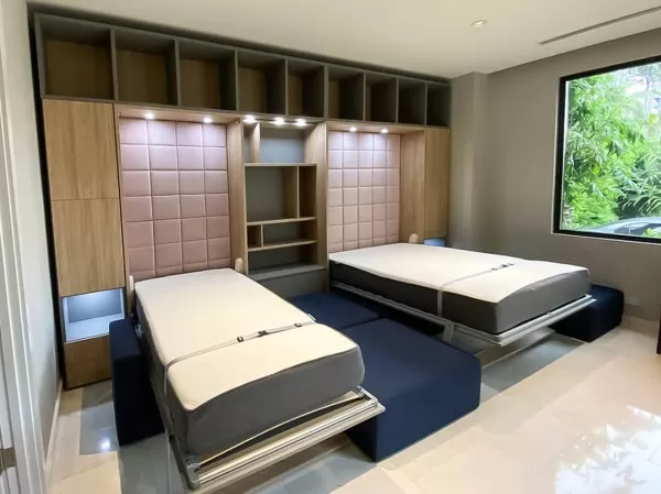 ROYAL Queen Wall Bed with Sectional Sofa and Bookcase Set 278