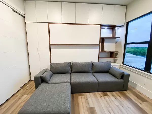 ROYAL Queen Wall Bed with Sectional Sofa and Bookcase Set 293