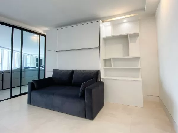 ROYAL Queen Wall Bed with Sectional Sofa and Bookcase Set 300