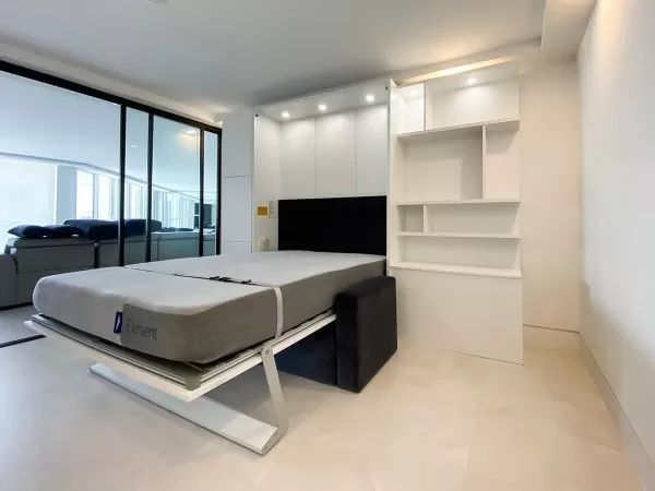 ROYAL Queen Wall Bed with Sectional Sofa and Bookcase Set 304