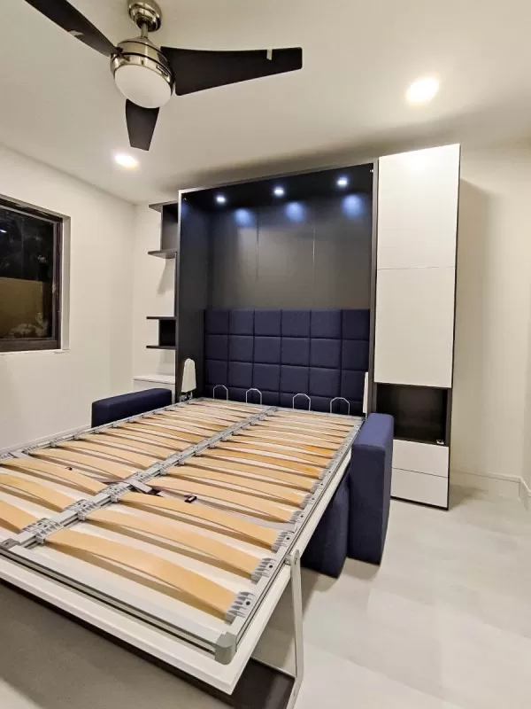 ROYAL Queen Wall Bed with Sectional Sofa and Bookcase Set 313