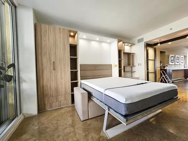 ROYAL Queen Wall Bed with Sectional Sofa and Bookcase Set 332