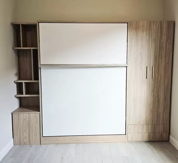 ROYAL Queen Wall Bed with Sectional Sofa and Bookcase Set 341