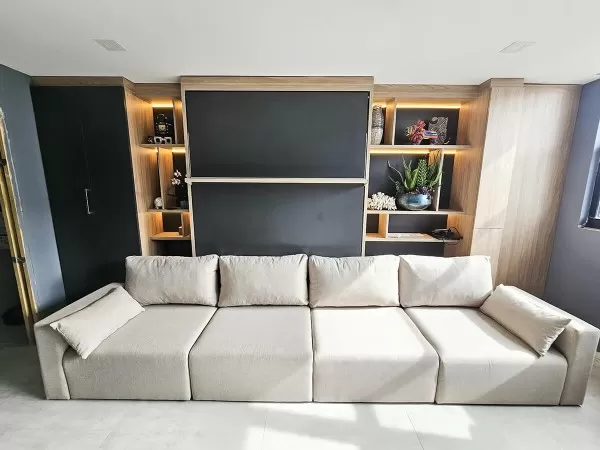 ROYAL Queen Wall Bed with Sectional Sofa and Bookcase Set 347