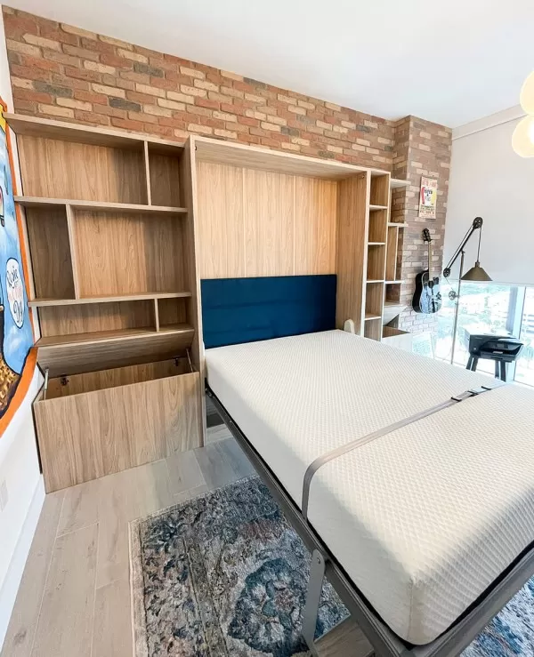 ROYAL Queen Wall Bed with Sectional Sofa and Bookcase Set 351