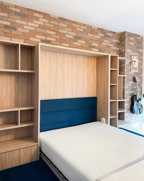 ROYAL Queen Wall Bed with Sectional Sofa and Bookcase Set 353