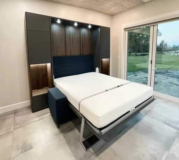 ROYAL Queen Wall Bed with Sectional Sofa and Bookcase Set 355