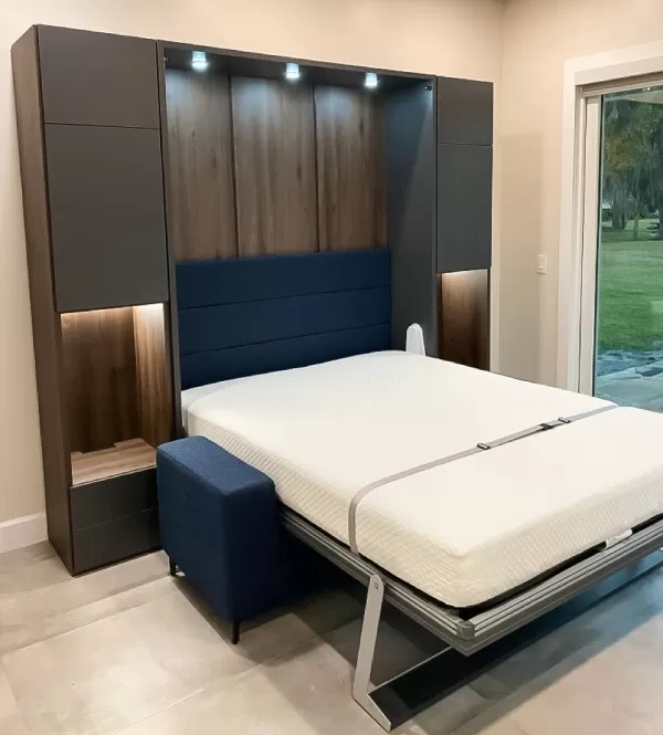 ROYAL Queen Wall Bed with Sectional Sofa and Bookcase Set 357