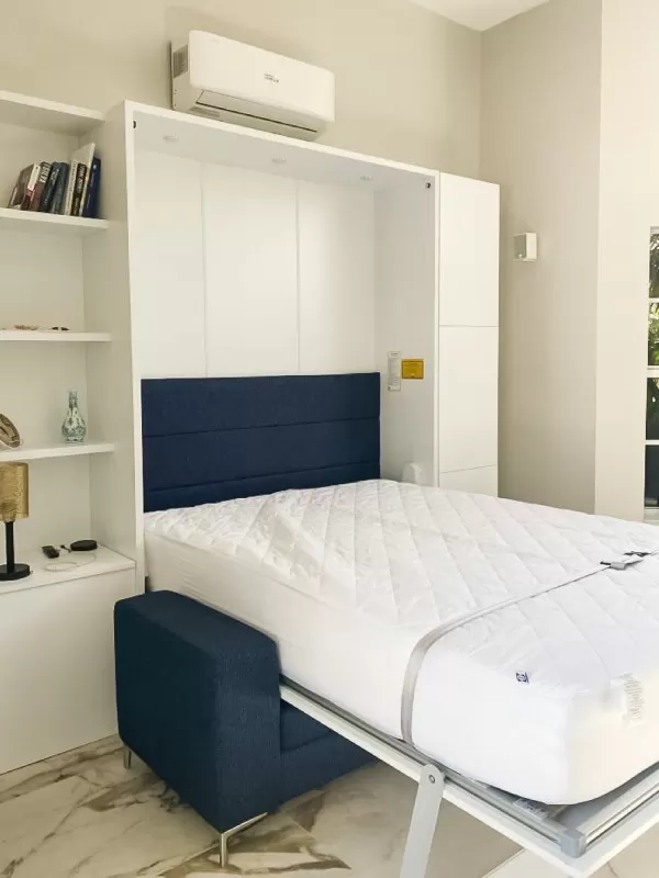 ROYAL Queen Wall Bed with Sectional Sofa and Bookcase Set 360