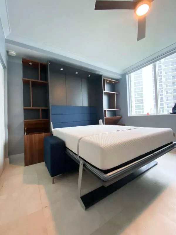 ROYAL Queen Wall Bed with Sectional Sofa and Bookcase Set 376