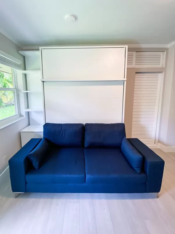 ROYAL Queen Wall Bed with Sectional Sofa and Bookcase Set 381