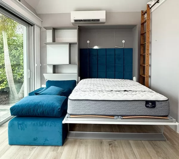 ROYAL Queen Wall Bed with Sectional Sofa and Bookcase Set 407