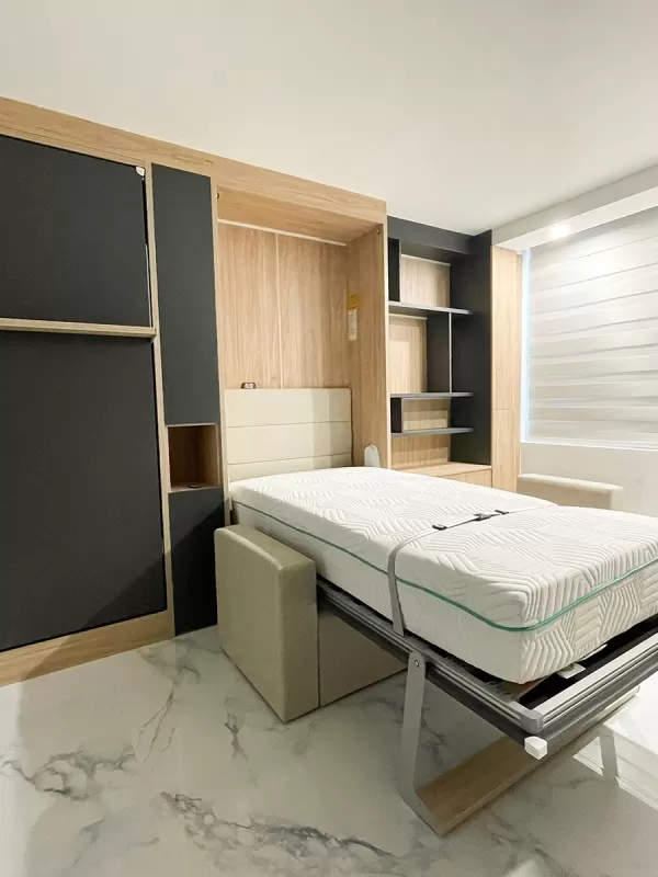 ROYAL Queen Wall Bed with Sectional Sofa and Bookcase Set 419