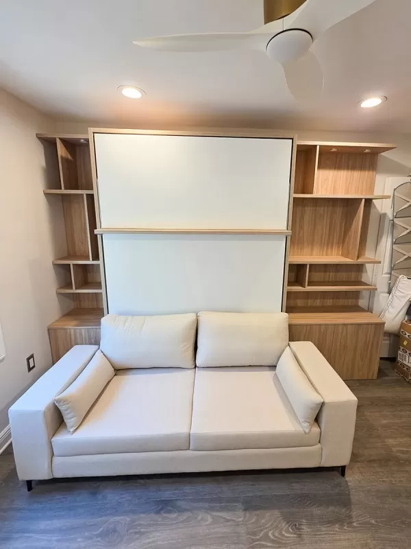 ROYAL Queen Wall Bed with Sectional Sofa and Bookcase Set 422