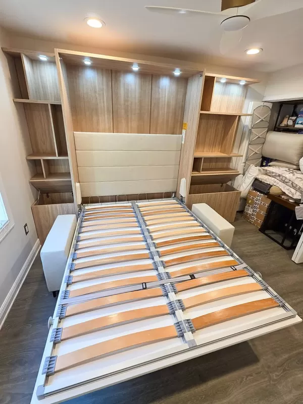 ROYAL Queen Wall Bed with Sectional Sofa and Bookcase Set 423