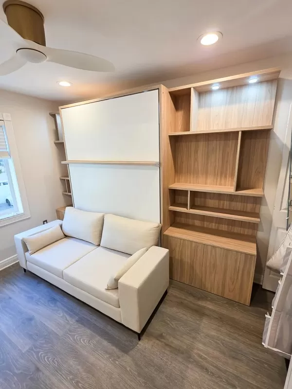 ROYAL Queen Wall Bed with Sectional Sofa and Bookcase Set 424