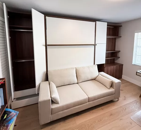 ROYAL Queen Wall Bed with Sectional Sofa and Bookcase Set 426