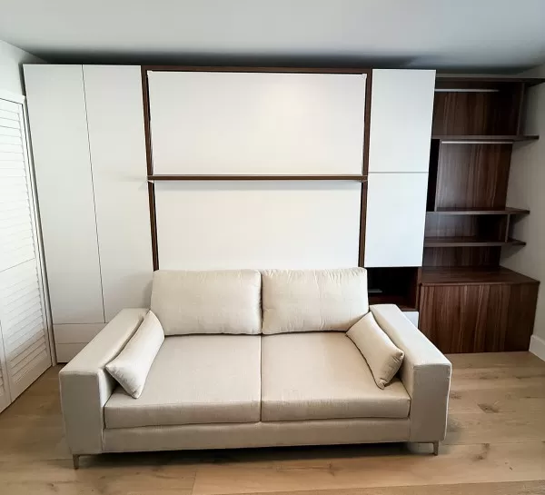 ROYAL Queen Wall Bed with Sectional Sofa and Bookcase Set 427