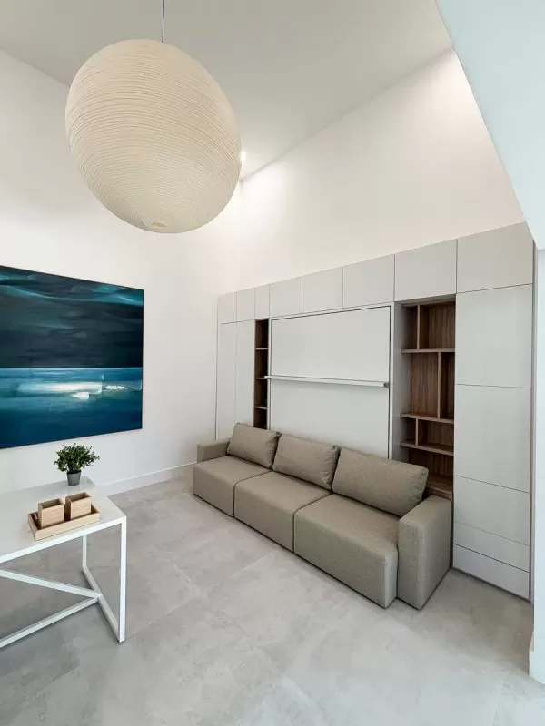 ROYAL Queen Wall Bed with Sectional Sofa Wardrobe and Bookcase