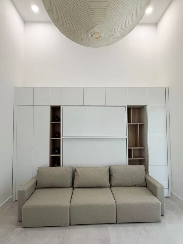 ROYAL Queen Wall Bed with Sectional Sofa Wardrobe and Bookcase