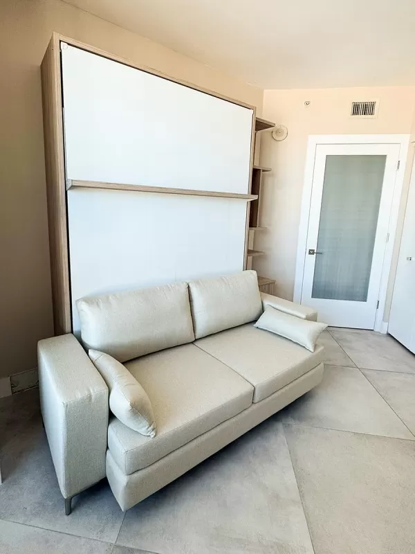 ROYAL Queen Wall Bed with Sectional Sofa Wardrobe and Bookcase