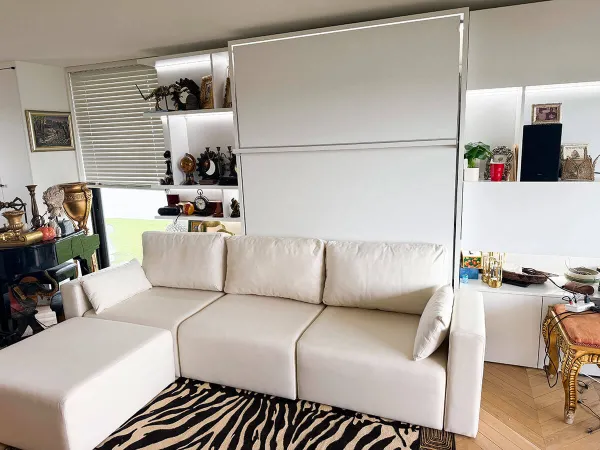 ROYAL Queen Wall Bed with Sectional Sofa and Bookcase Set 48