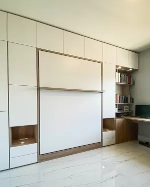 C - ROYAL Queen Wall Bed with Bookcase and Wardrobe