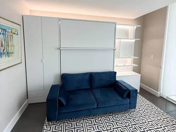 ROYAL Queen Wall Bed with Sectional Sofa, Wardrobes and Bookcases