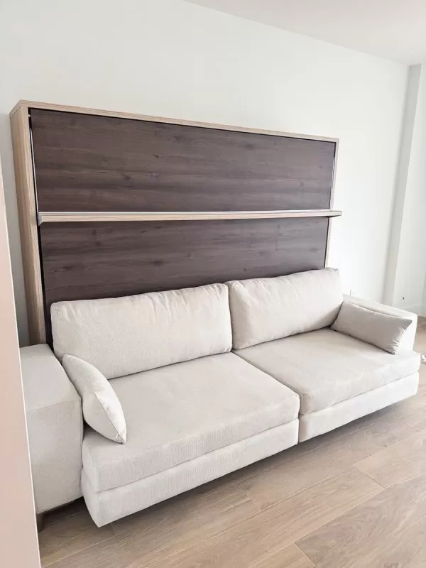 Royal Horizontal Queen Wall Bed with Sectional Sofa
