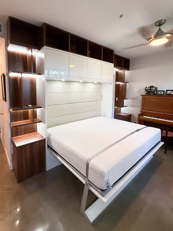 Royal Horizontal Queen Wall Bed with Bookcases 1