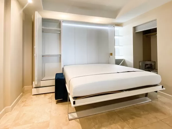 Royal King Murphy Bed with Sectional Sofa Wardrobe and Bookcase Set 3