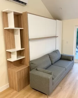 C - ROYAL King Wall Bed with Sectional Sofa and Bookcase Set