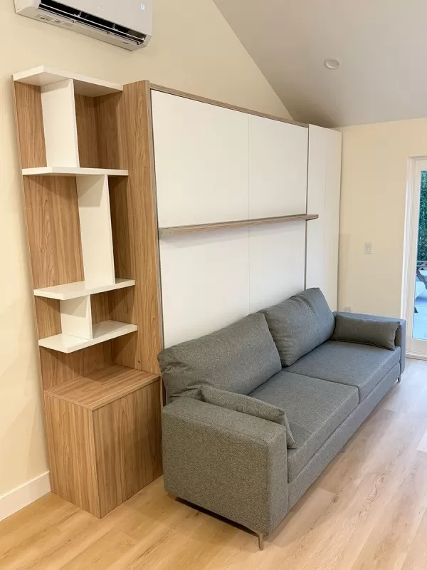 ROYAL King Wall Bed with Sectional Sofa and Bookcase Set