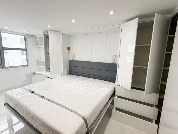 Royal King Murphy Bed with Wardrobe and Bookcase Set