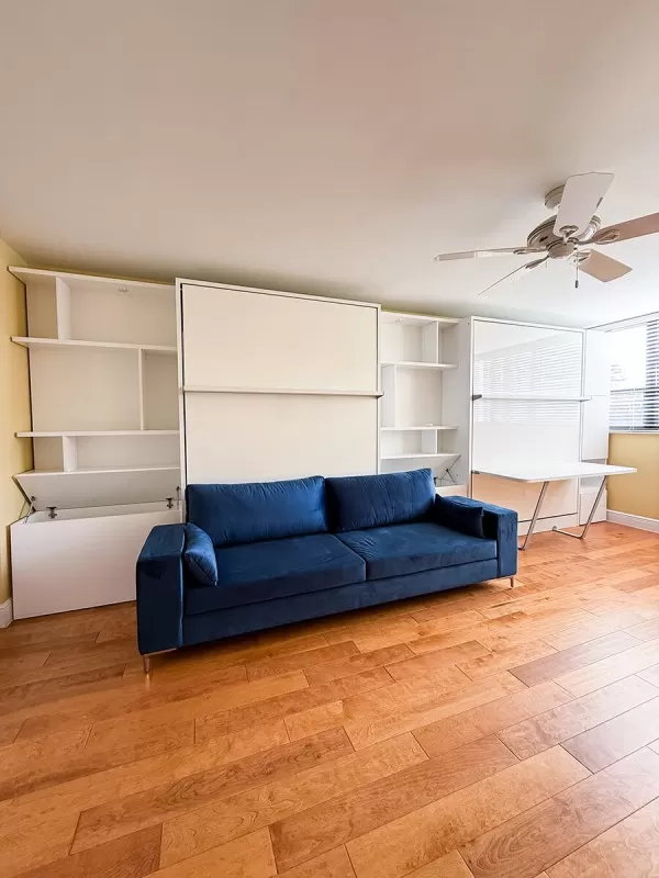 Royal Queen Wall Bed With Sectional Sofa Self Leveling Desk Wardrobes and Bookcase Set 3