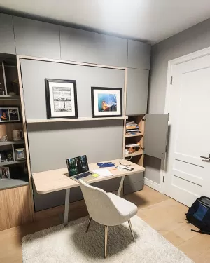 C - ROYAL Queen Wall Bed with Desk, Wardrobes and Bookcases