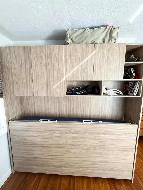 Simple Twin Twin XL Murphy Wall Bed with with Wardrobe and Bookcase Set 1