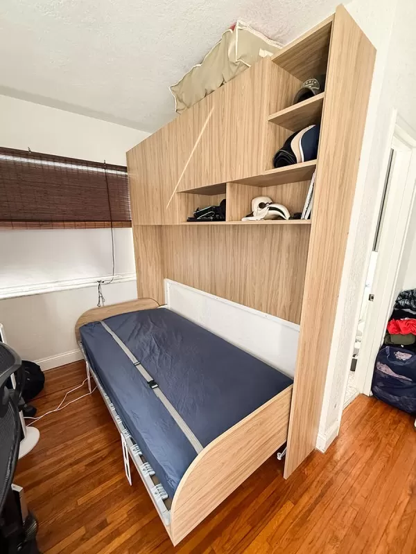 Simple Twin Twin XL Murphy Wall Bed with with Wardrobe and Bookcase Set 2