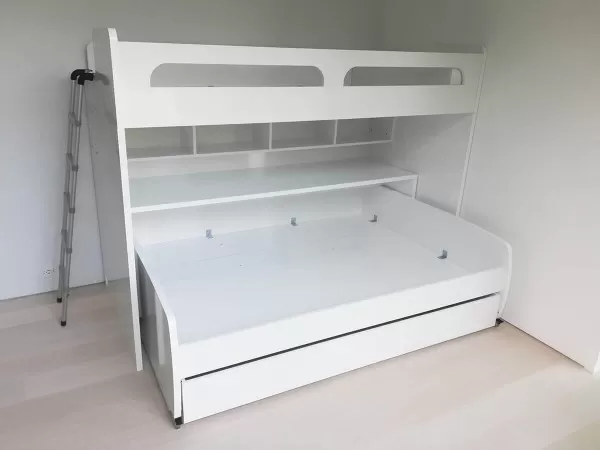 Bel Mondo Twin Bunk over Twin Bed with Sofa Table and Trundle 19