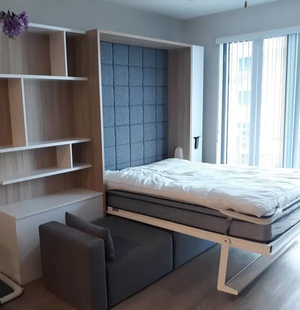 ROYAL Queen Wall Bed with Sectional Sofa and Bookcase Set 168